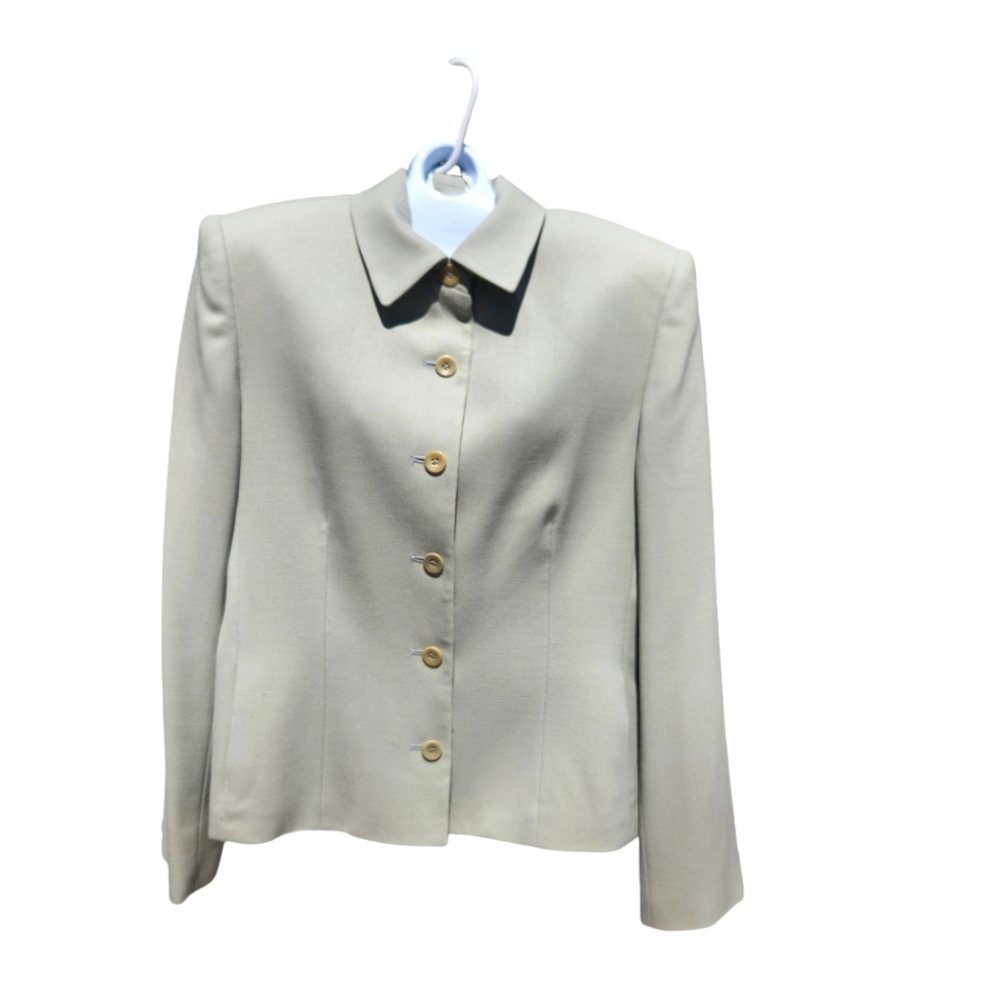 Jones New York Classic Sophisticated Preppy Mature All Wool Ice Green Blazer 12